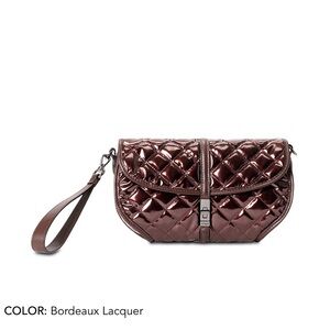Mz Wallace Bordeaux Lacquer Small Astor Convertible Clutch